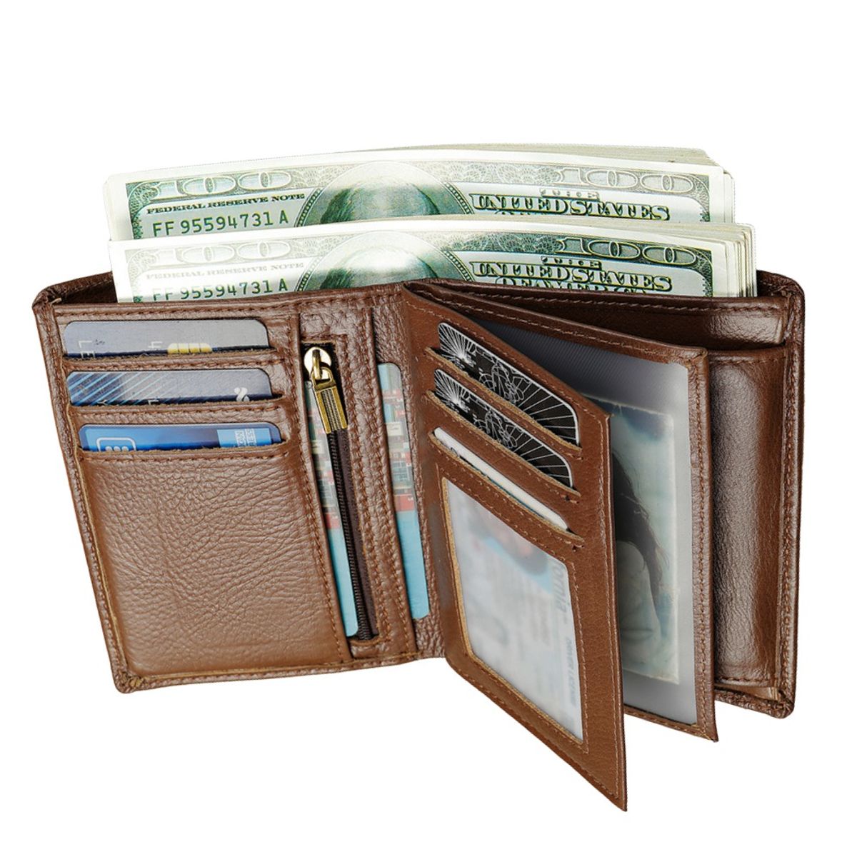 GENERICO - Billetera J-Kavis de Cuero Vacuno 1153 De 3 Cuerpos