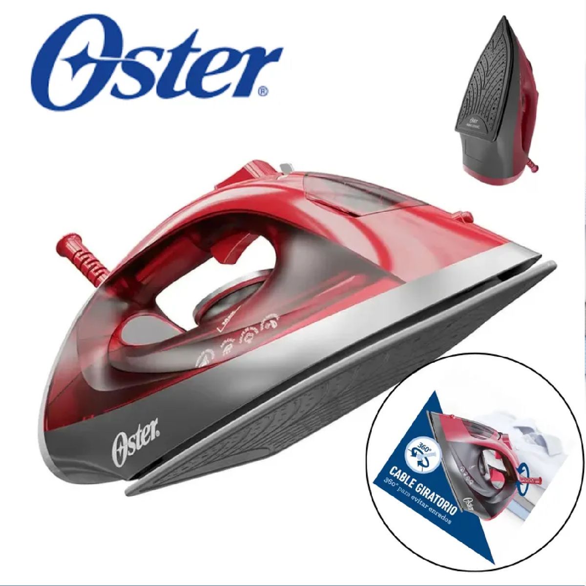 OSTER - Plancha de Vapor Oster® GCSTBS6051 con Suela de Cerámica - Roja