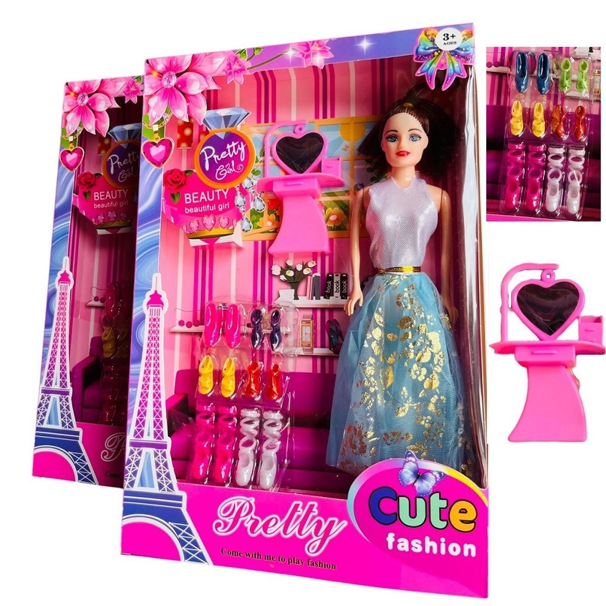 GENERICO - Set de una muñeca de silicona con 6 pares de zapatos y accesorios