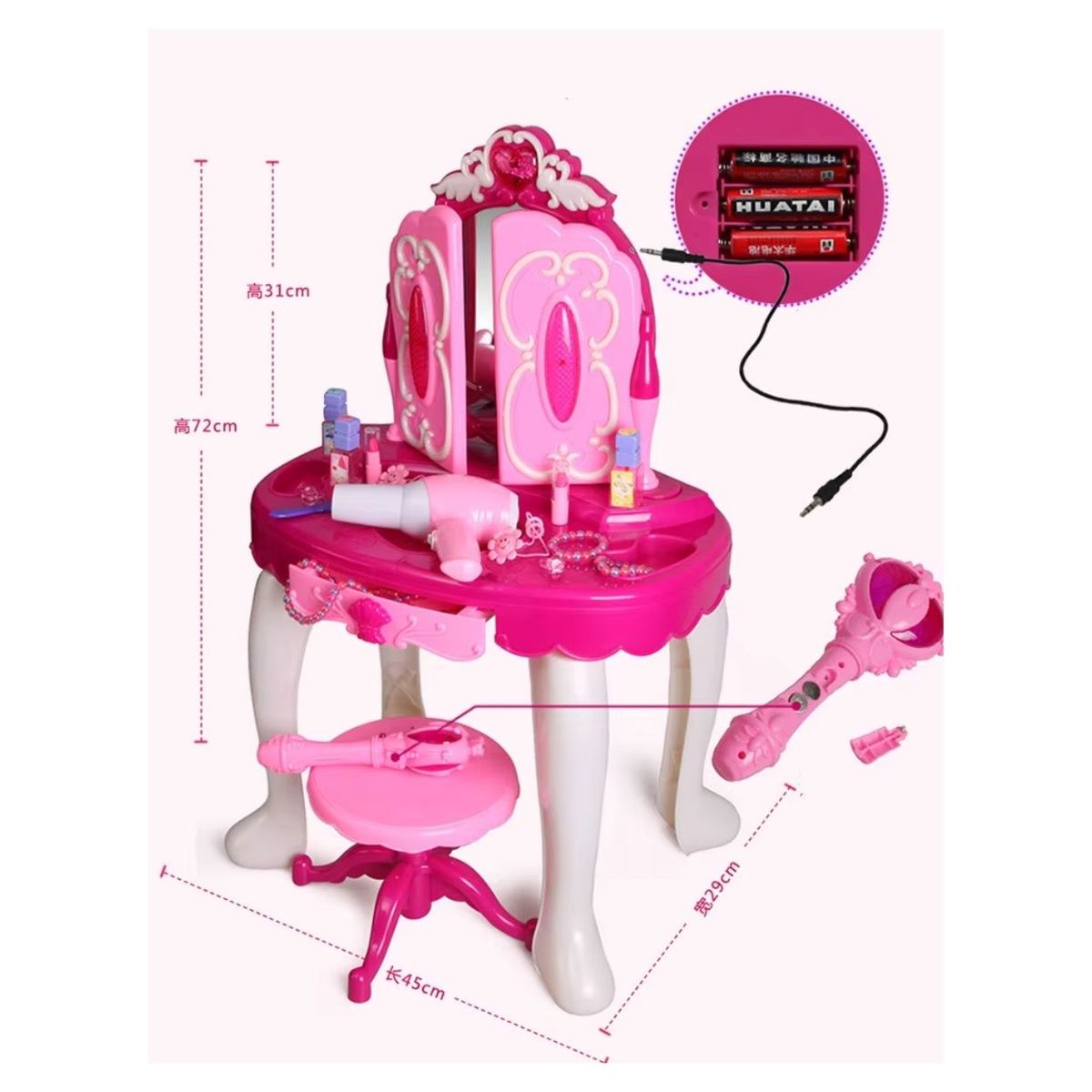 GENERICO - Tocador Infantil Interactivo Musical con Varita Espejo Mágico y Secador