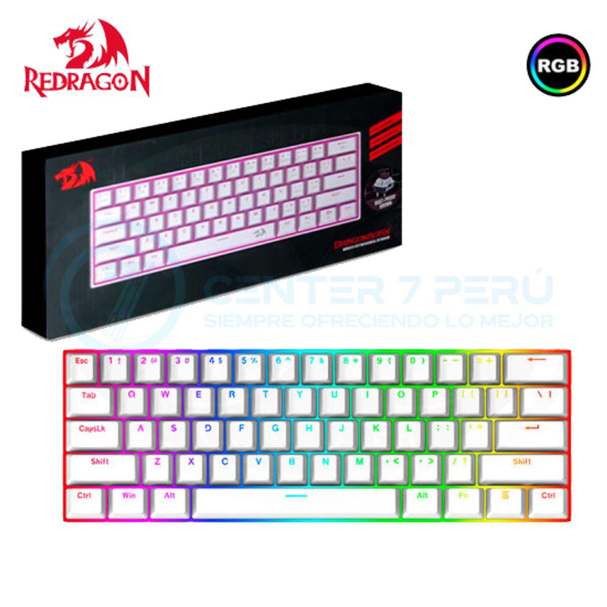 REDRAGON - Teclado Redragon DRAGONBORN Spanish K630W-RGB WHITE BROWN SWITCH