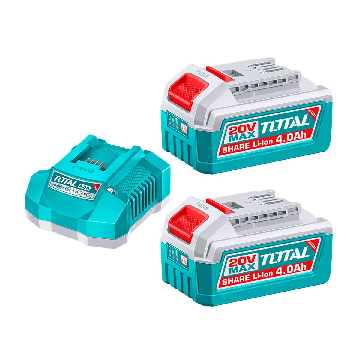 TOTAL TOOLS - Set 2 Batería Li-ion 20v 4.0ah + 1 Cargador Total-tfbcpk2013