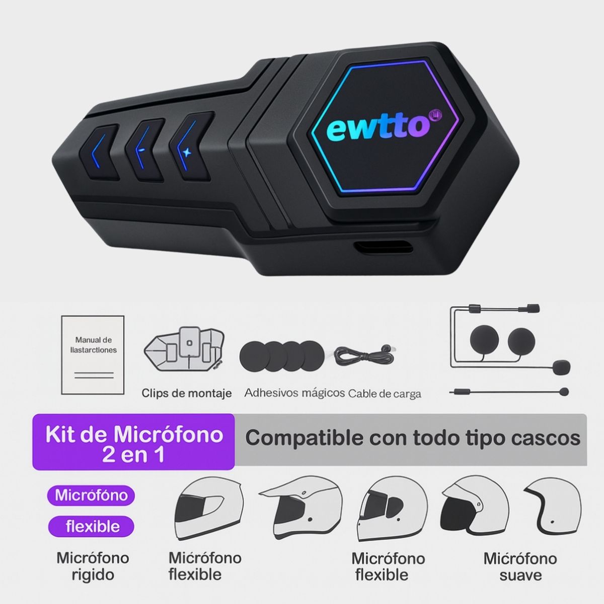 EWTTO - Casco Auricular Bluetooth para Moto - EWTTO ET-A4956B