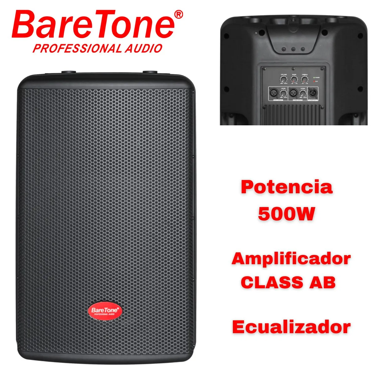 BARETONE - Parlante Activo Baretone MAX 12HD Woofer de 12 pulgadas 500 Watts conexiones XLR
