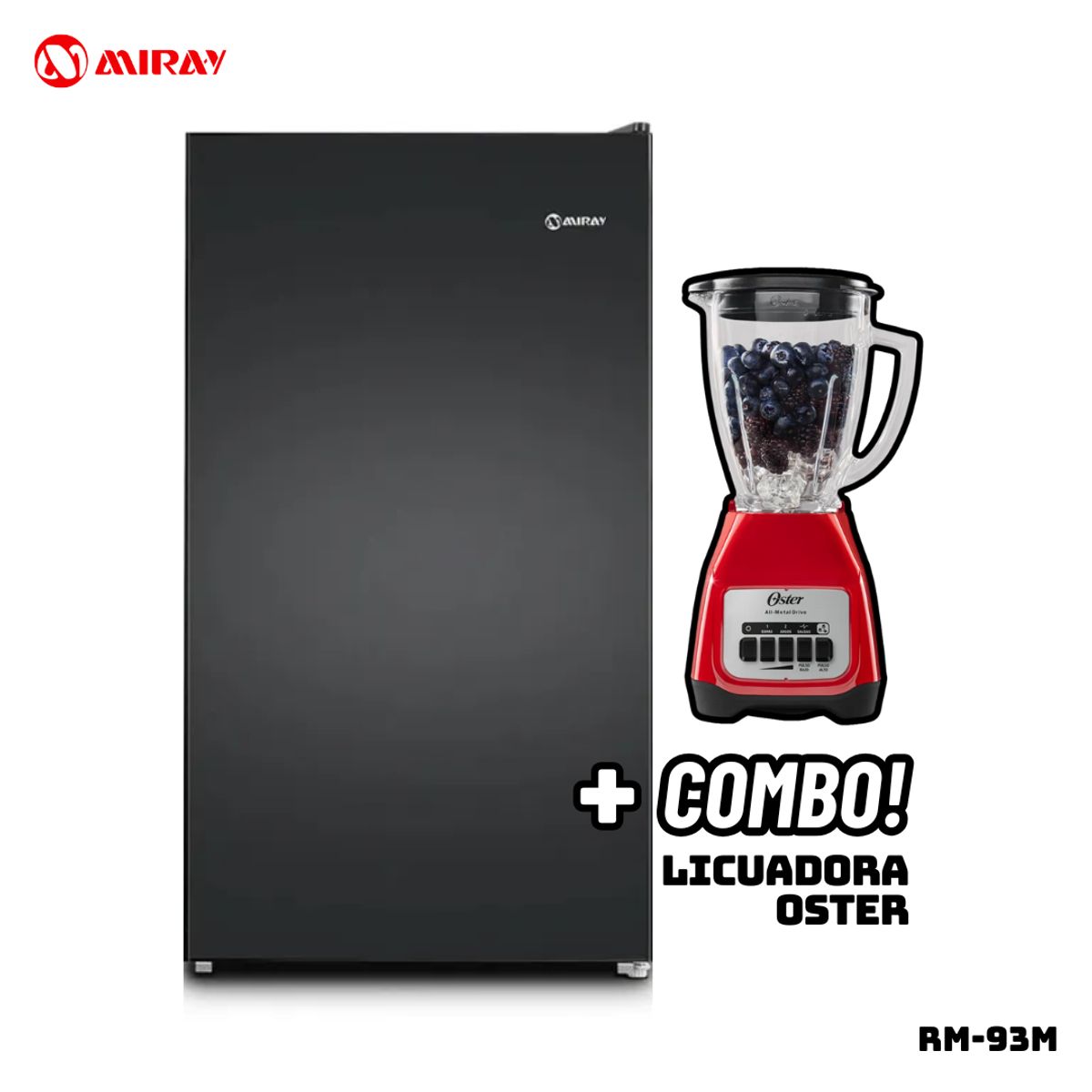 MIRAY - FRIGOBAR MIRAY 93 L NEGRO - RM-94M + LICUADORA OSTER BLSTKAGRPB