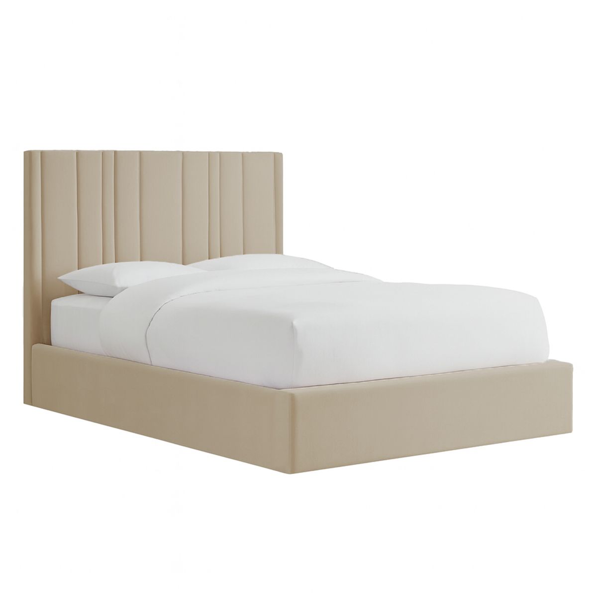 GENERICO - Cama Tapizada Líneas Beige Queen
