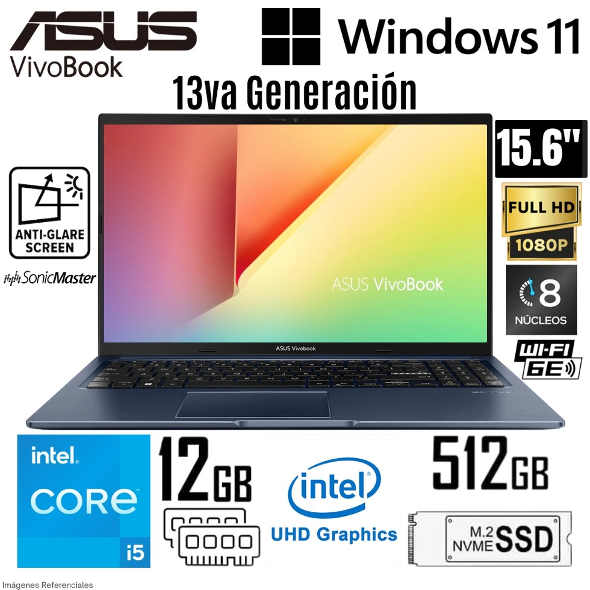 ASUS - Laptop Asus Vivobook X1502VA-NJ840W Intel Core i5-13420H 12GB RAM 512GB SSD 15.6"  FHD Win 11 Home