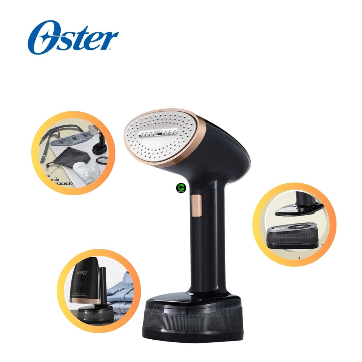 OSTER - Vaporizador Oster de mano plegable negro y cobre GCSTFS300