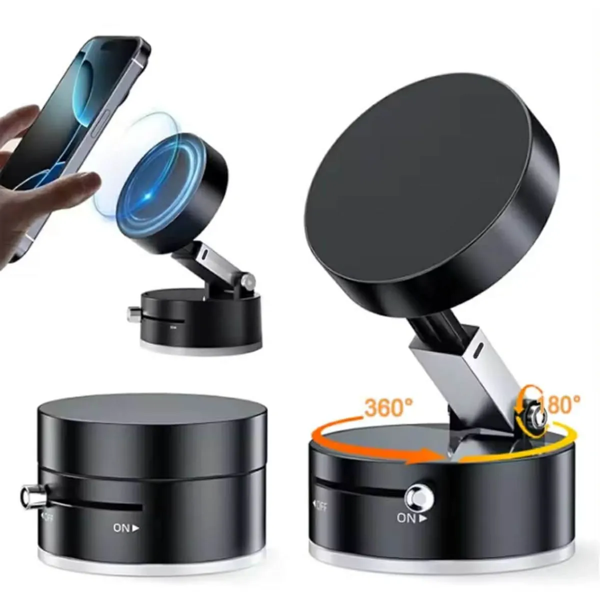 GENERICO - Soporte Magnético para Celular Holder Imantado Plegable Auto Casa Succión al Vacío