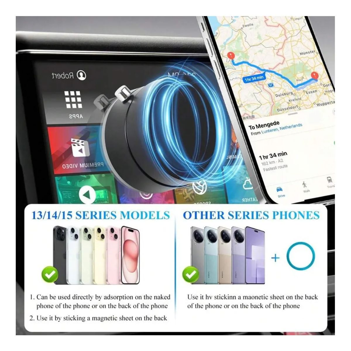 GENERICO - Soporte Magnético para Celular Holder Imantado Plegable Auto Casa Succión al Vacío