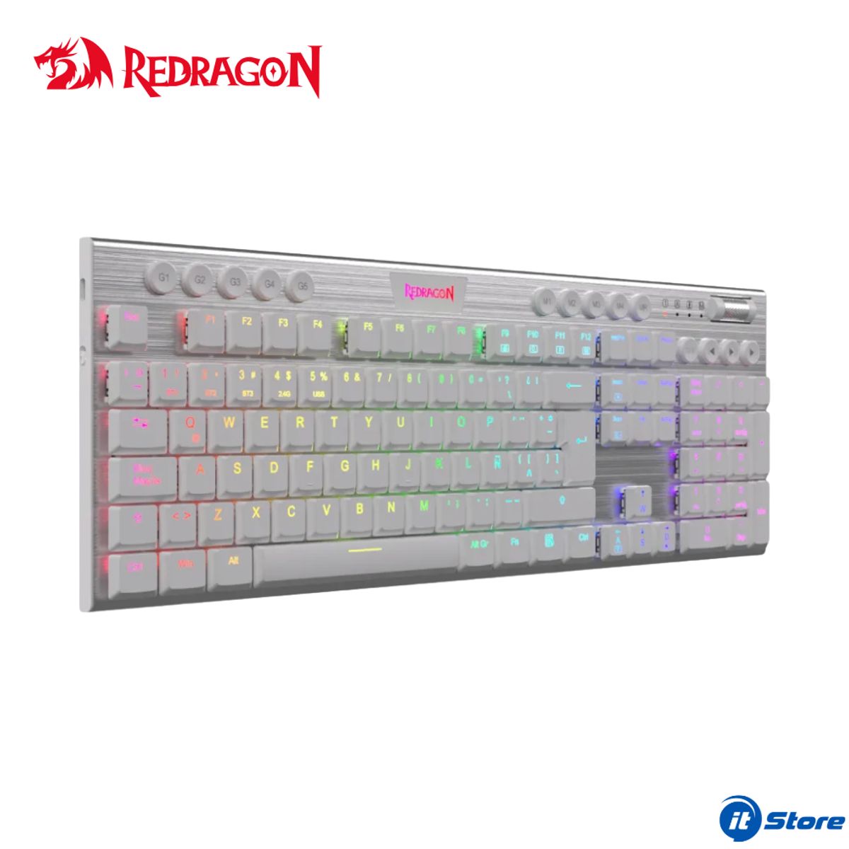 REDRAGON - Teclado Mecánico Redragon HORUS FS K619W-RGB-SP WHITE Cableado