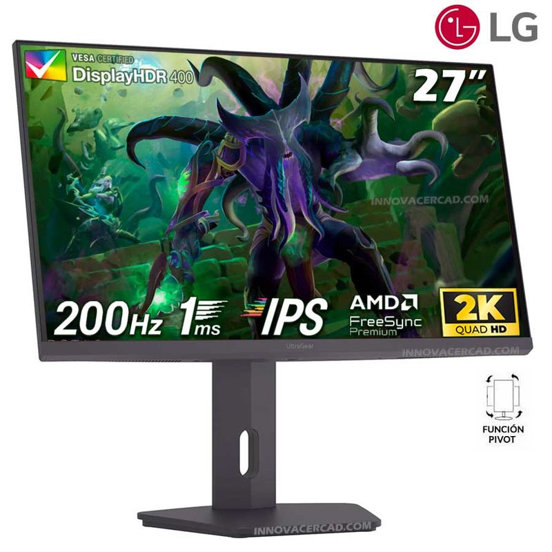 Monitor LG 27G610A-B Ultragear QHD (2560 x 1440) IPS de 27, 200Hz, 1ms, DisplayHDR 400