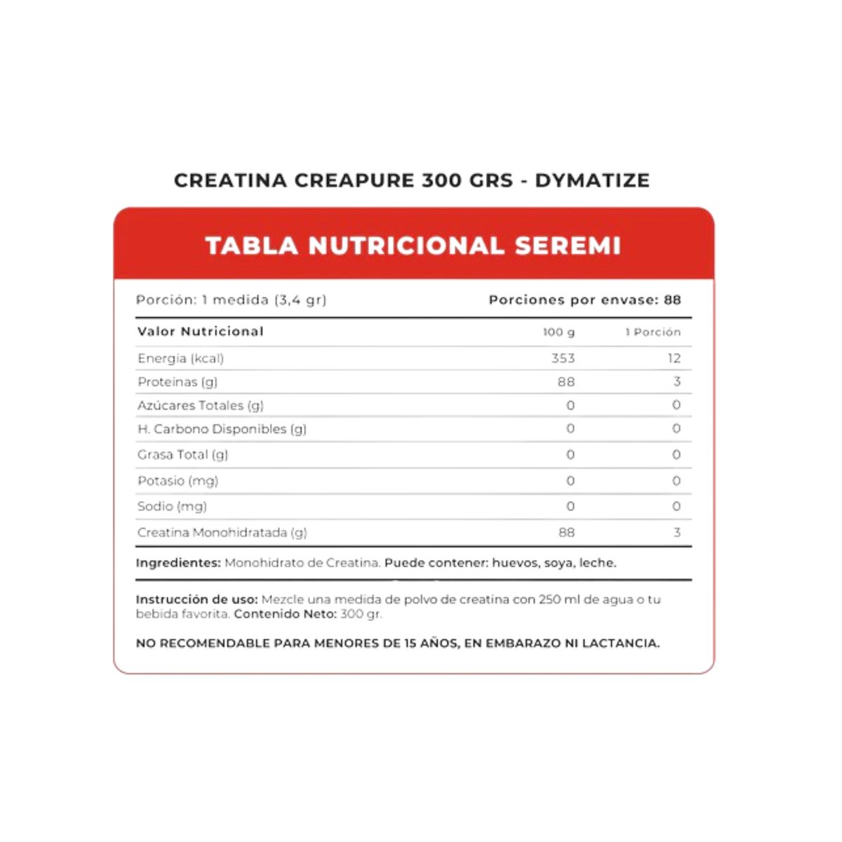 DYMATIZE - CREATINA DYMATIZE 300G - CREATINA MONOHIDRATADA CREAPURE + STRAPS