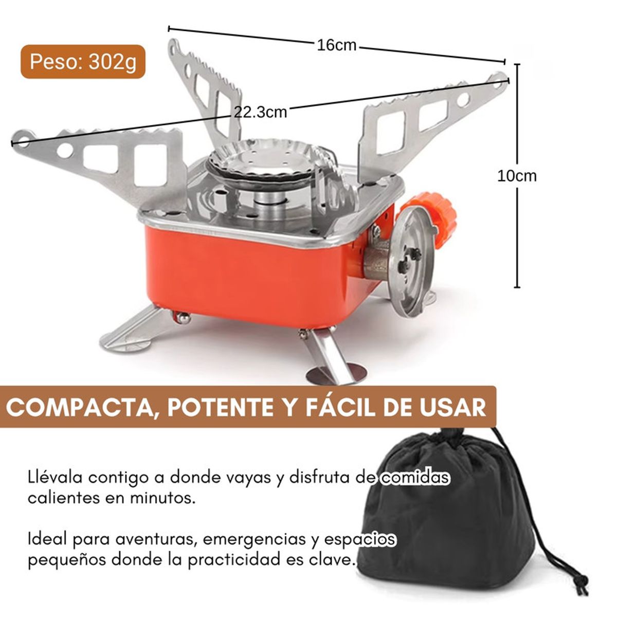 PENTHA - Mini Cocina Portátil a Gas Ideal para Camping + 2 Gas Butano