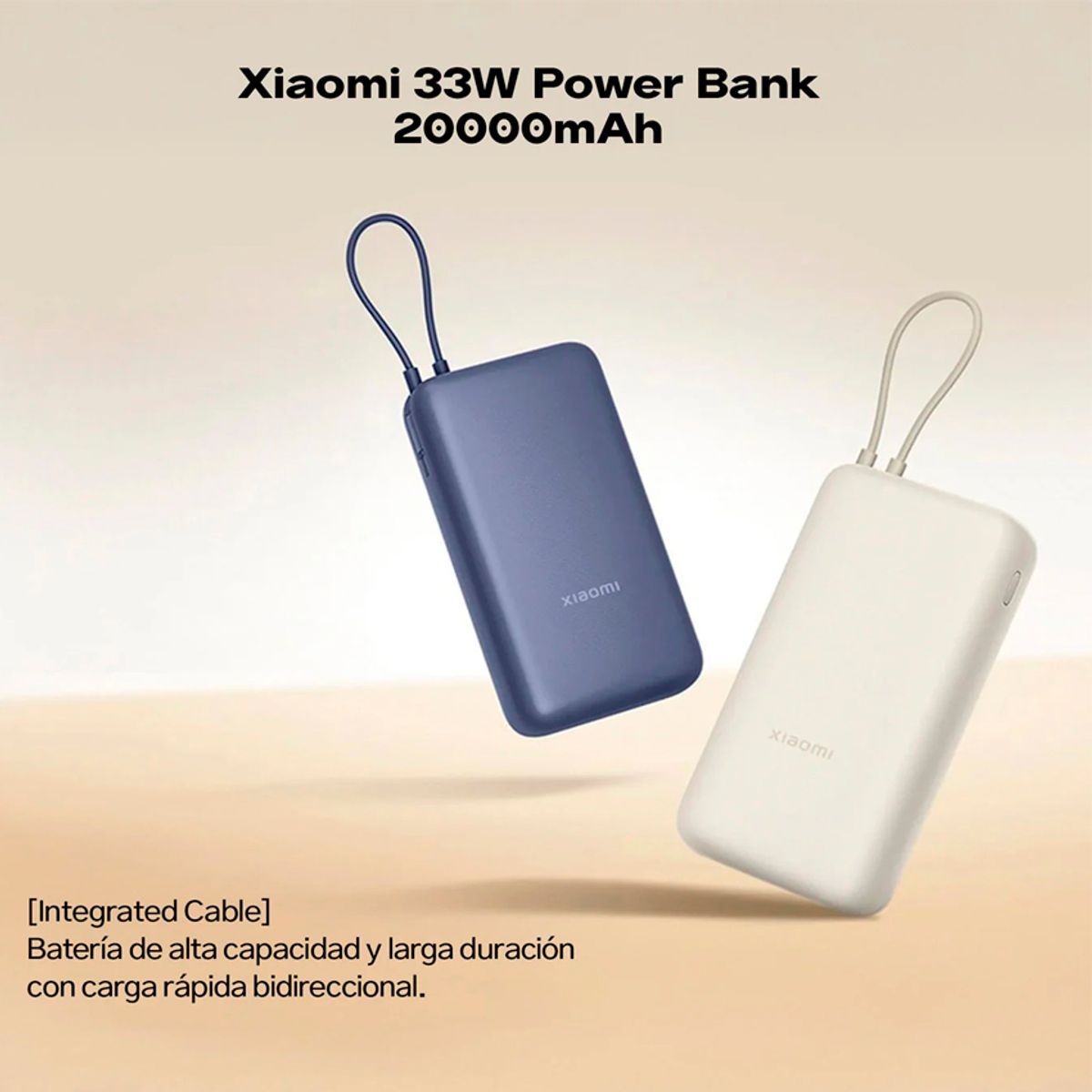 XIAOMI - Xiaomi Power Bank 20000mAh 33W con Cable Integrado Azul