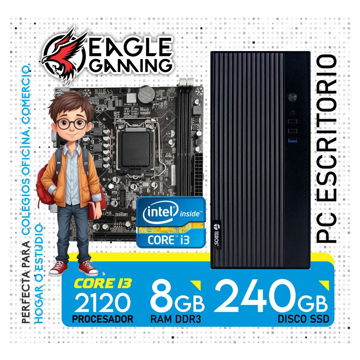 INTEL - COMPUTADORA ESCRITORIO INTEL I3 2120 - 8GB - SSD 240GB