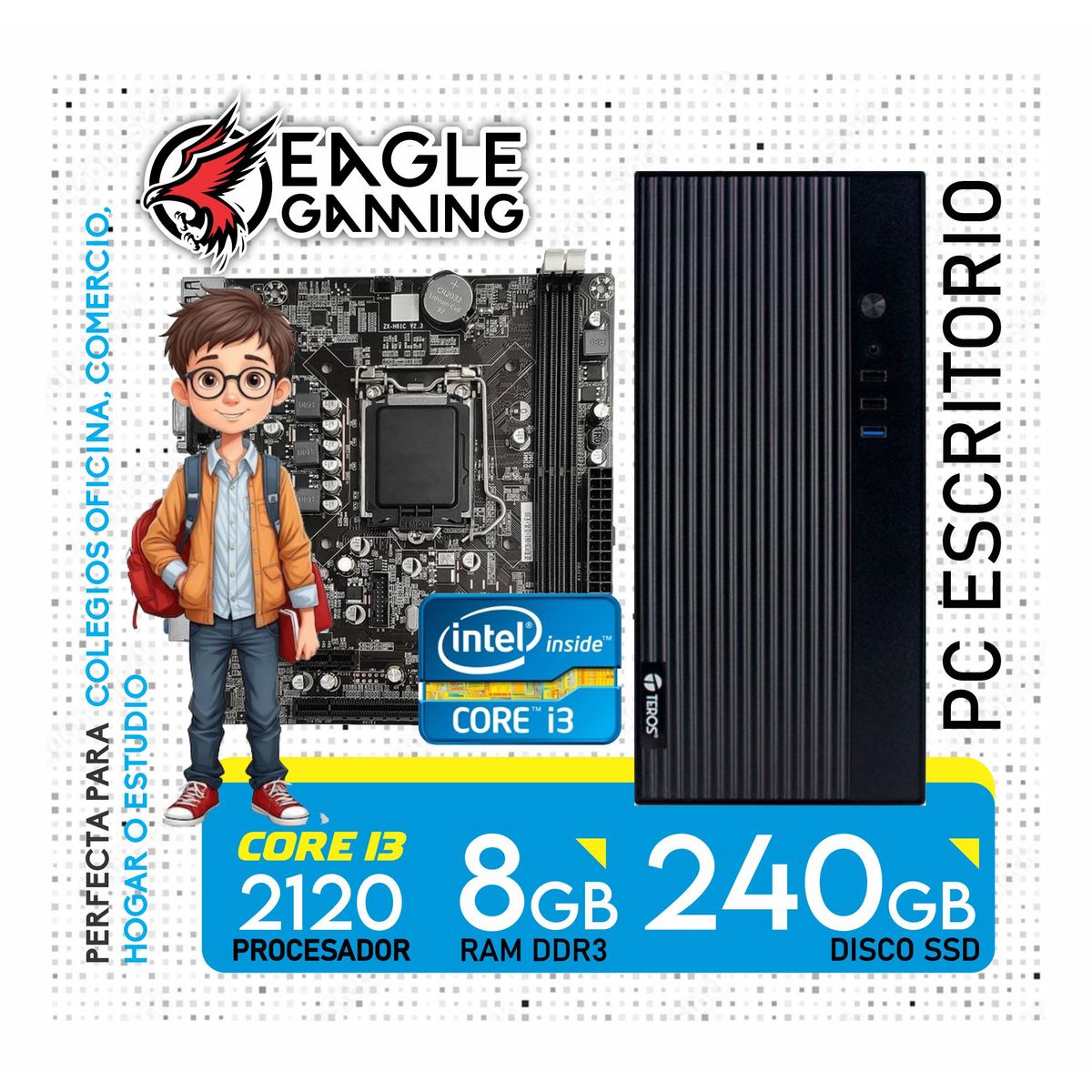 INTEL - COMPUTADORA ESCRITORIO INTEL I3 2120 - 8GB - SSD 240GB