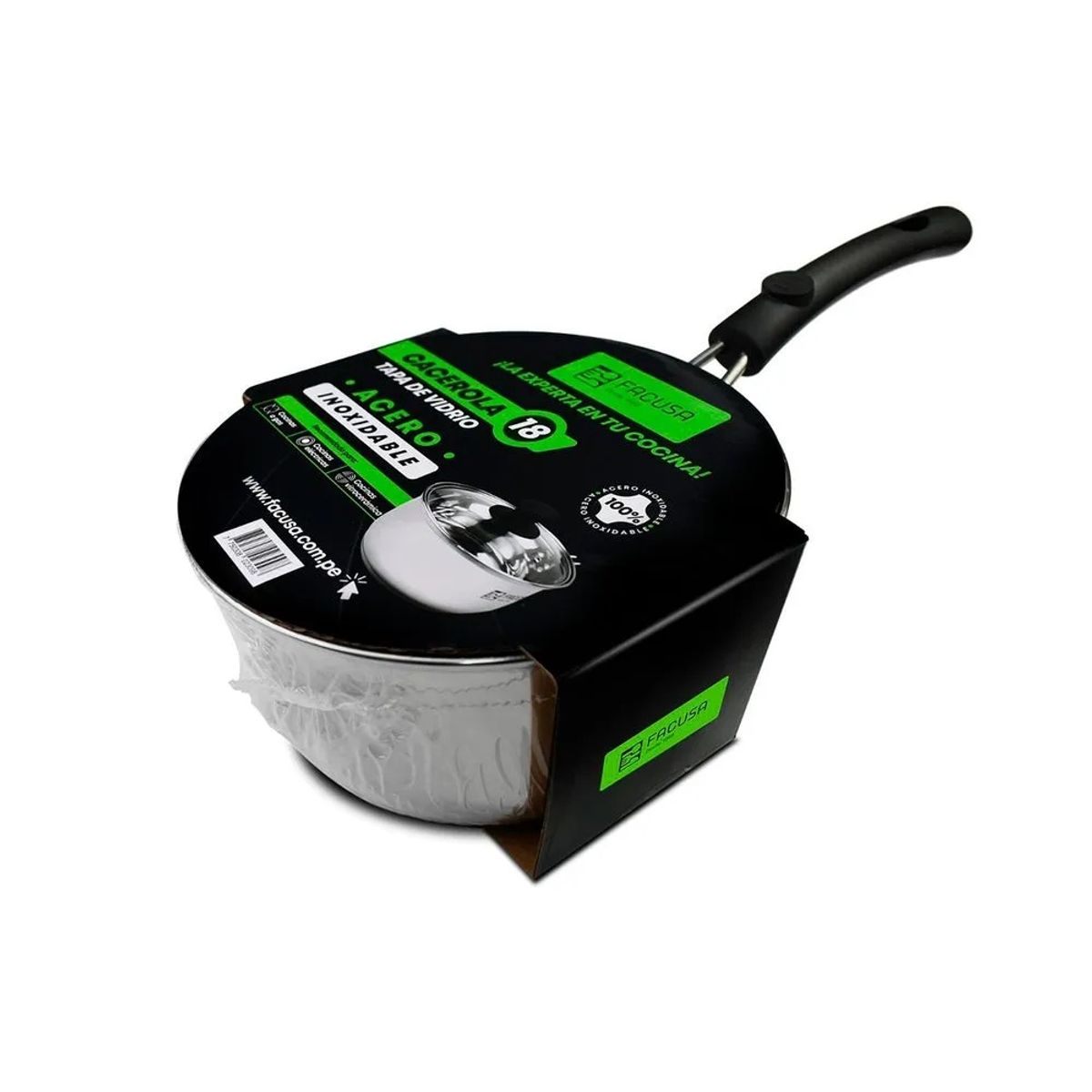 FACUSA - OLLA CACEROLA FACUSA CLASICA DE ACERO INOXIDABLE 18 CM CON TAPA