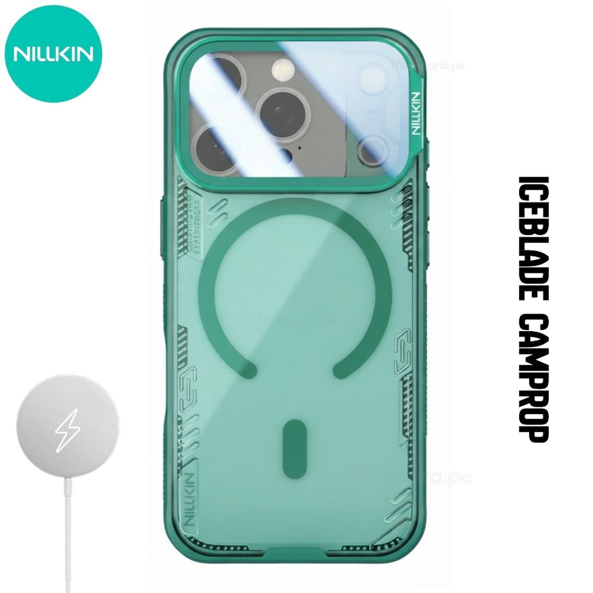 NILLKIN - Case Nillkin Iceblade Camprop - iPhone 17 Pro (MagSafe) - Verde Transparente