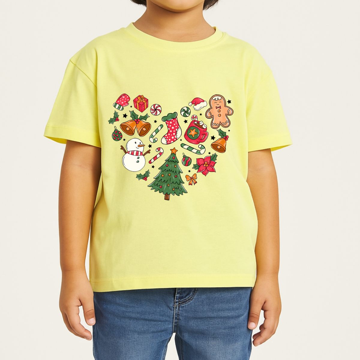 GENERICO - POLO CORAZÓN NAVIDAD NIÑO - NIÑA CUELLO REDONDO ALGODÓN