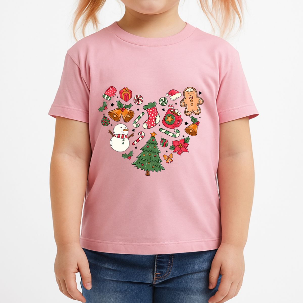 GENERICO - POLO CORAZÓN NAVIDAD NIÑO - NIÑA CUELLO REDONDO ALGODÓN