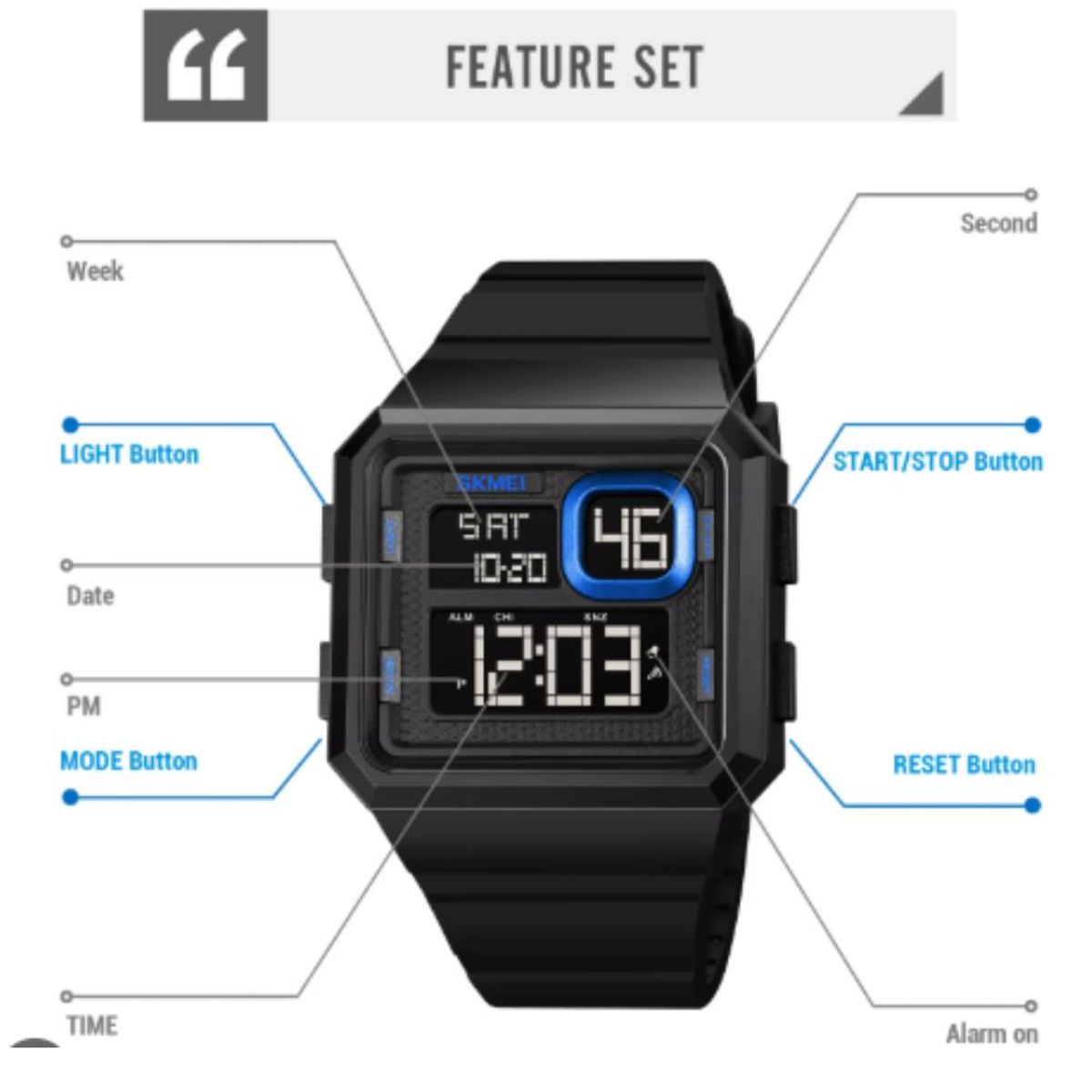 SKMEI - Reloj cuadrado deportiv acuatico modelo 1877 SKMEI..