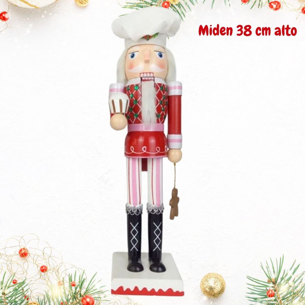GENERICO - Cascanueces Navidad Chef y Pastelero Modelo 200 - Miden 38 cm alto