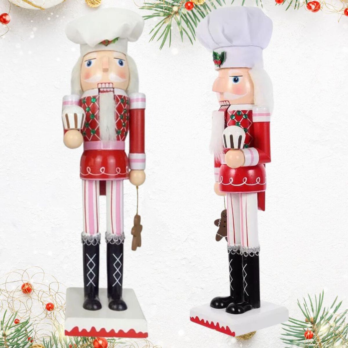 GENERICO - Cascanueces Navidad Chef y Pastelero Modelo 200 - Miden 38 cm alto