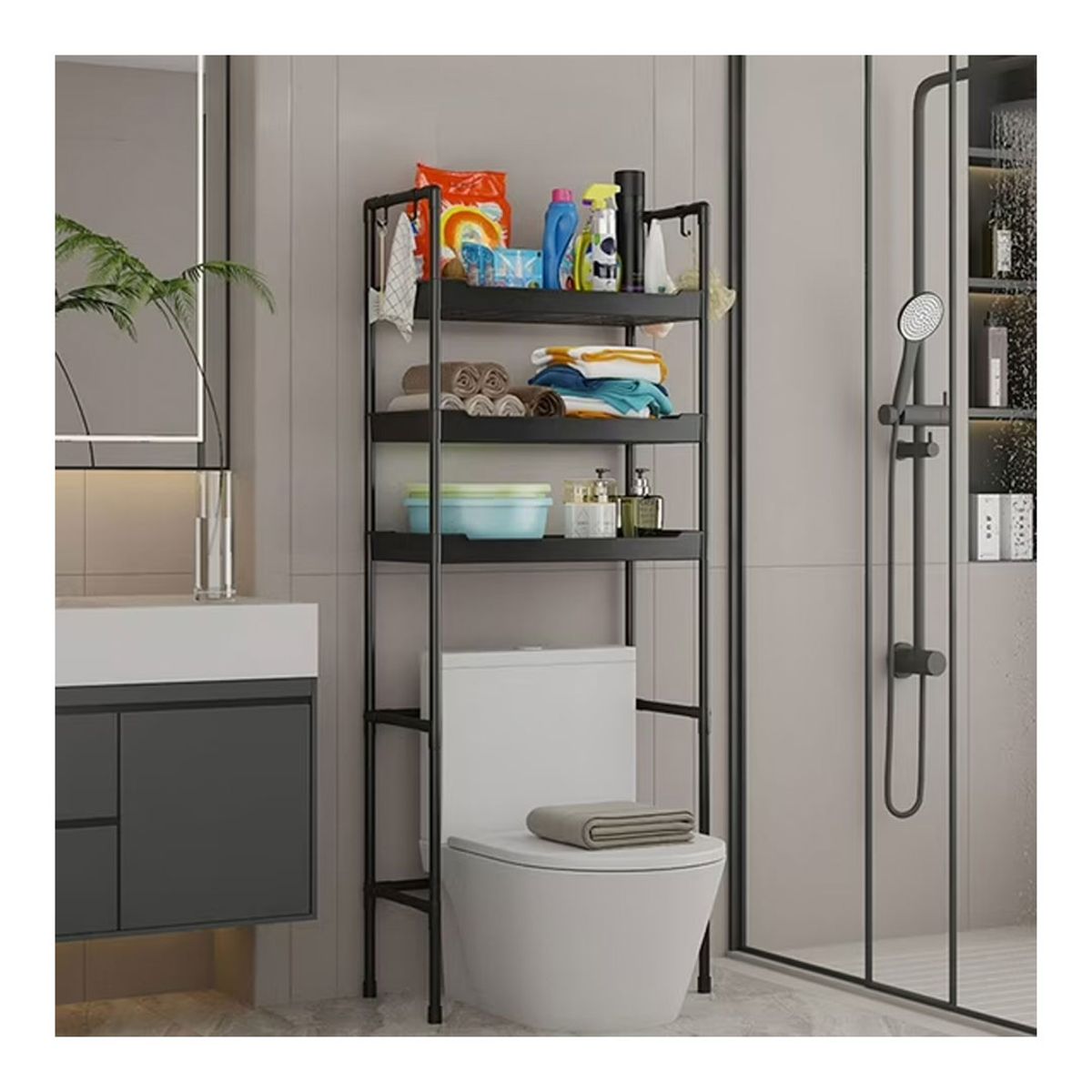 GENERICO - Estante Organizador De Baño 3 Niveles Negro