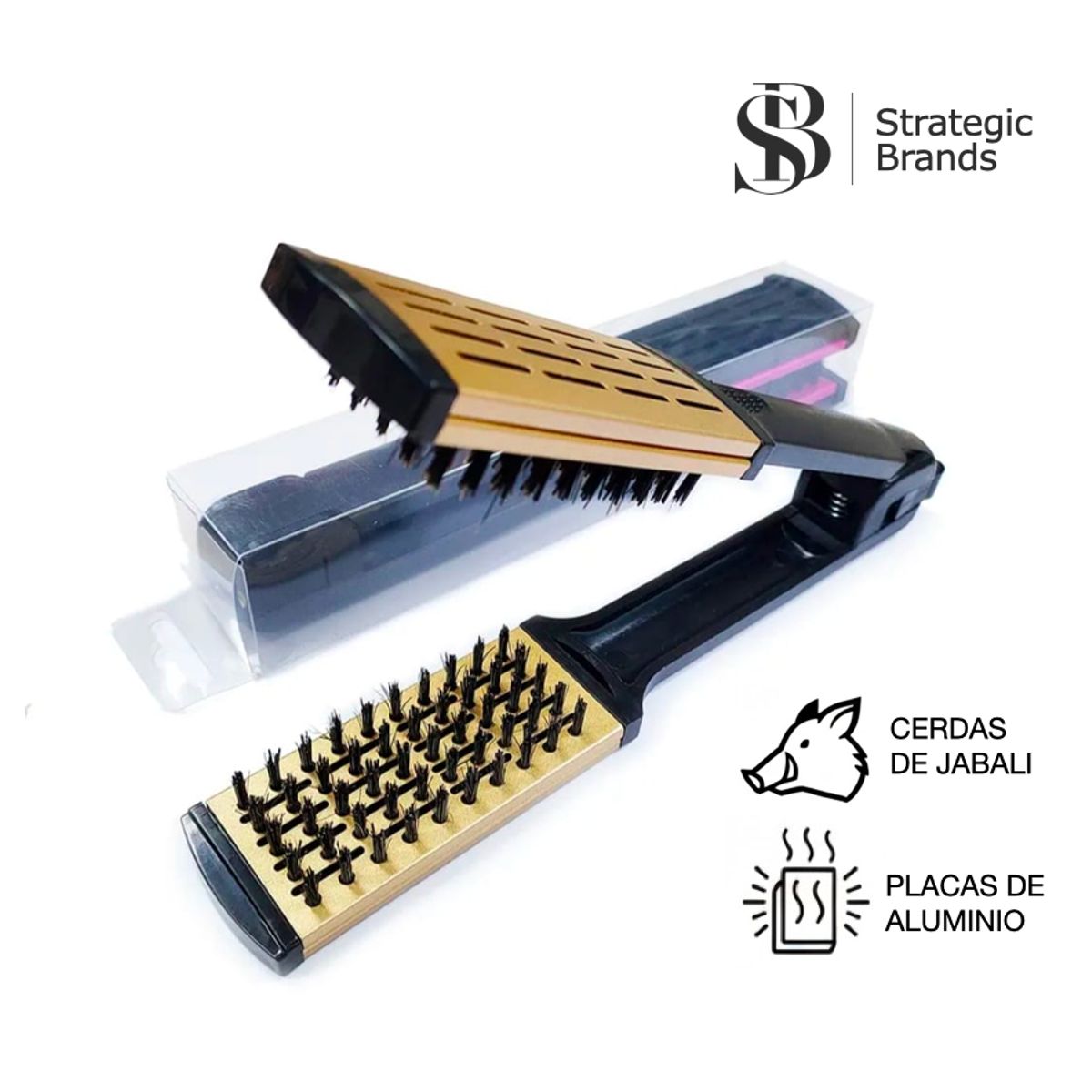 CAYETANA - Cepillo Alisador NO ELECTRICO con Cerdas de Jabalí y Placas de Aluminio