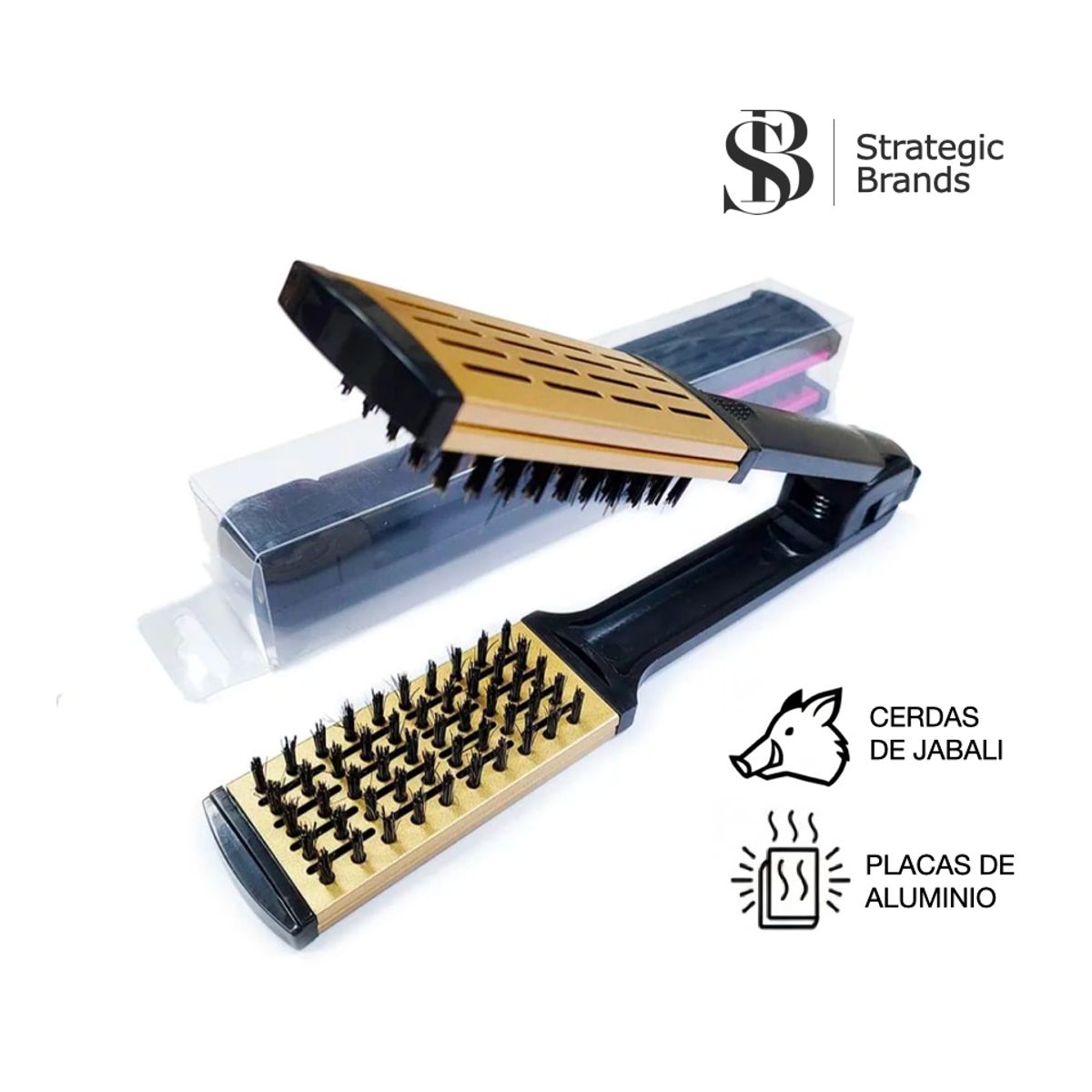 CAYETANA - Cepillo Alisador NO ELECTRICO con Cerdas de Jabalí y Placas de Aluminio