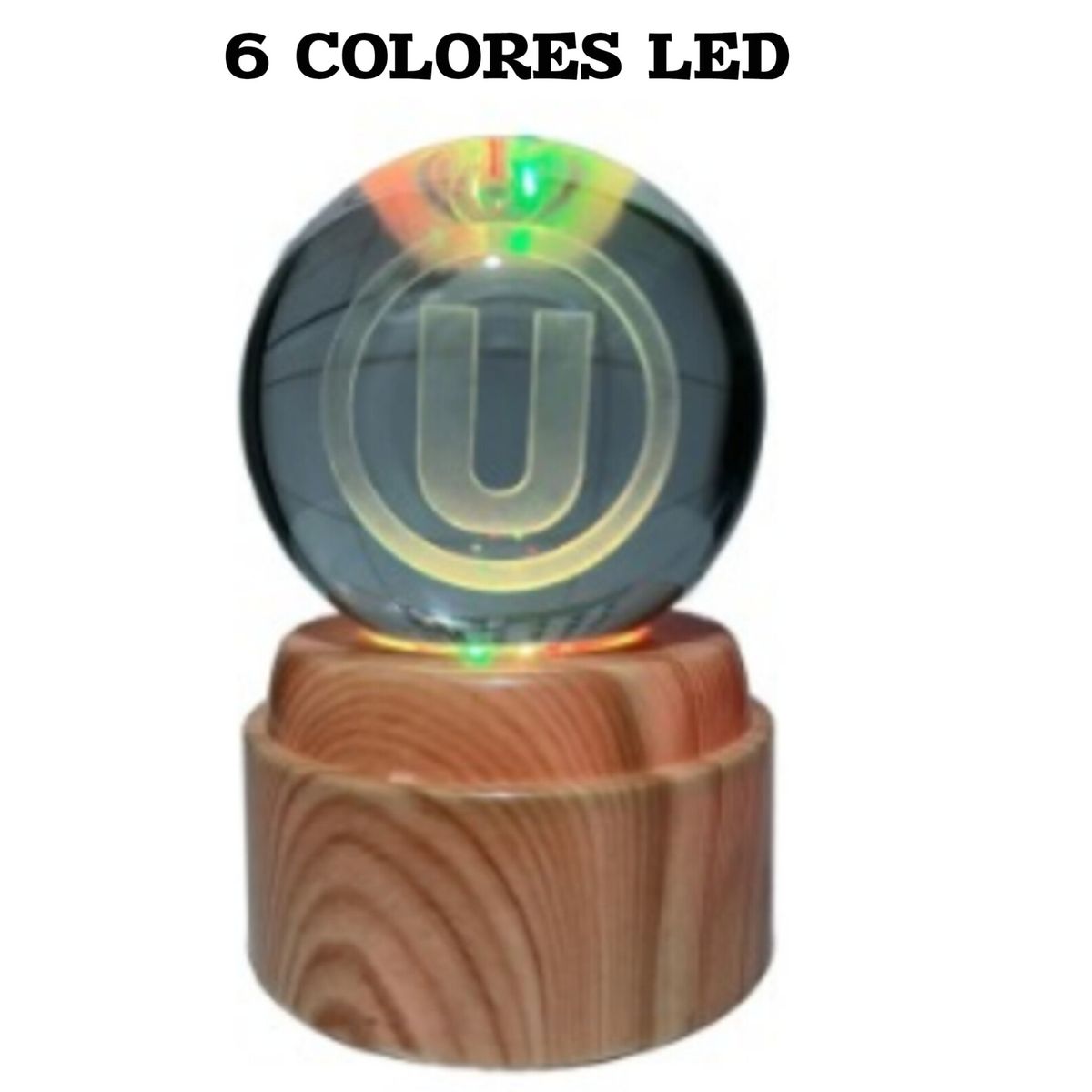 OEM - Esfera Cristal Lampara Giratorio UNI + luz  RGB - 8 cm