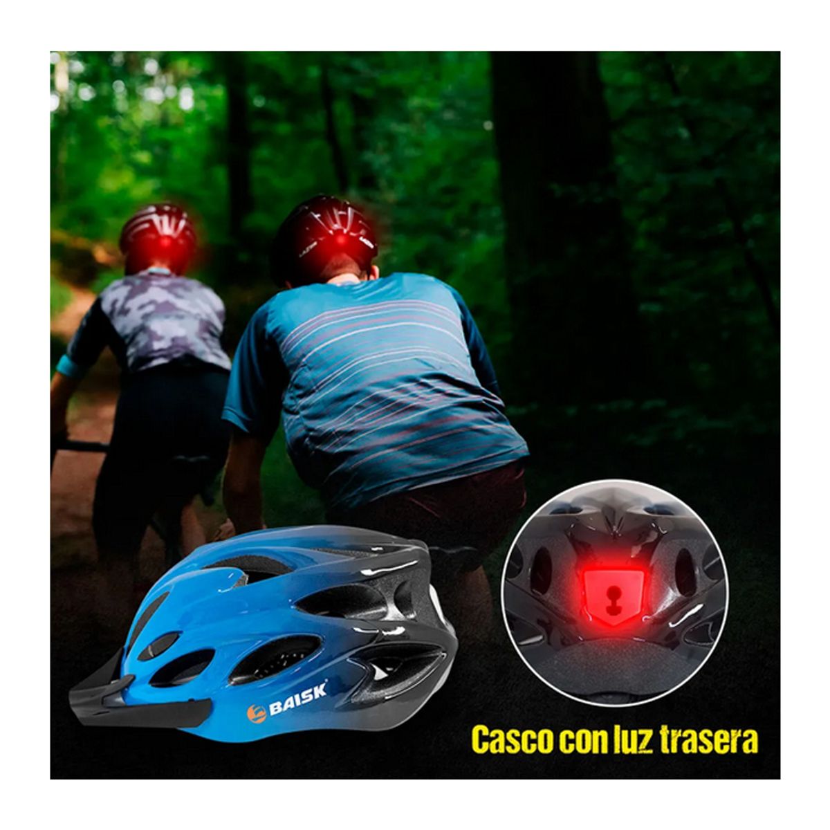 GENERICO - Casco para Bicicleta con Luz Recargable USB Ciclismo - Azul