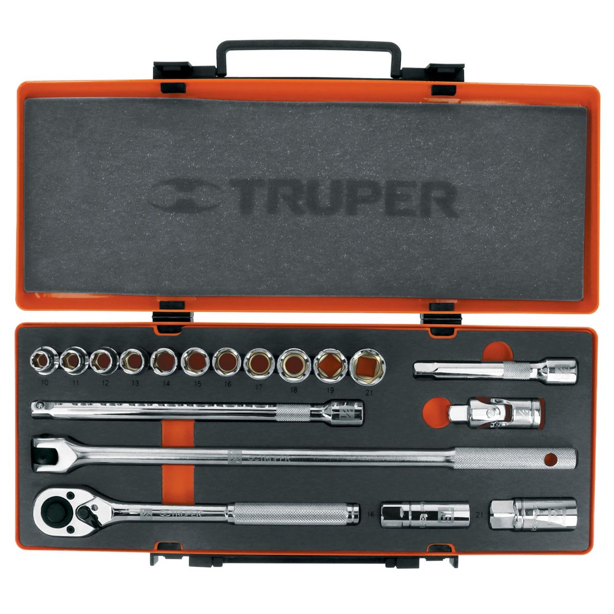 TRUPER - Herramientas para mecánico Juego de 18 piezas cuadro 1/2" mm truper