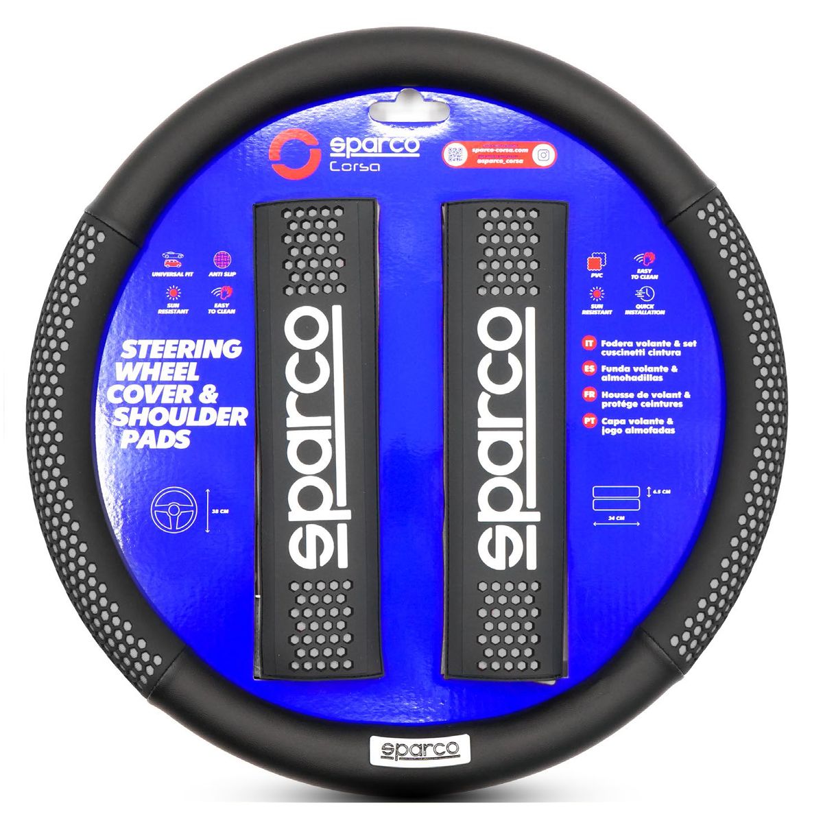 GENERICO - Kit Forro De Timón Sparco + Almohadillas Para Cinturón De Seguridad Con Detalles En Color Gris