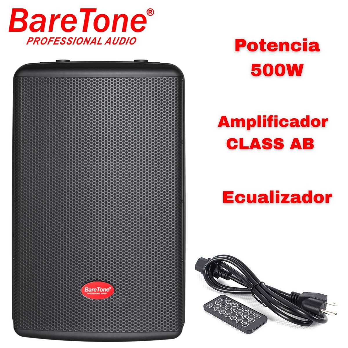 BARETONE - Parlante Activo Baretone MAX 12HD Woofer de 12 pulgadas 500 Watts Sensibilidad 98 dB