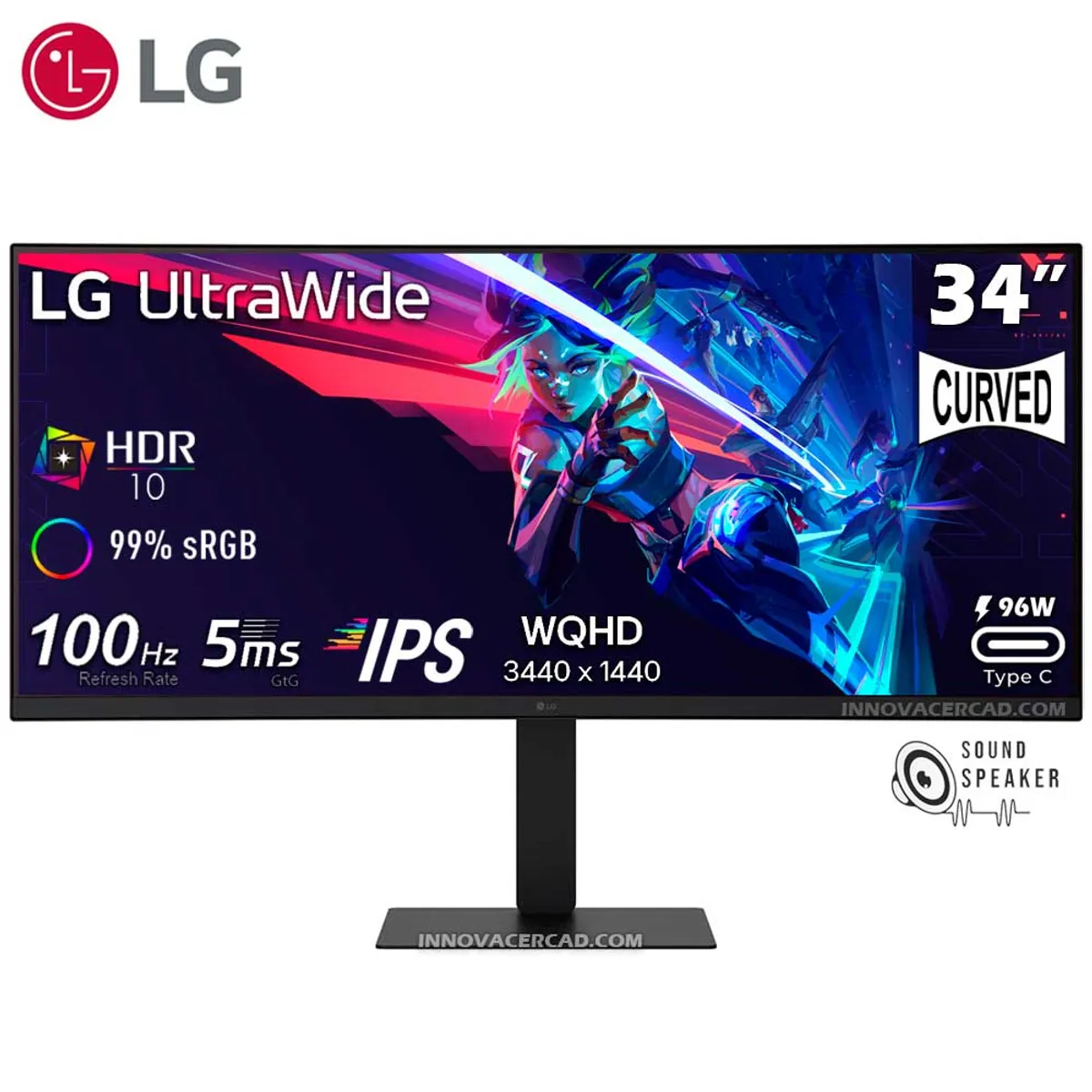 LG - Monitor LG UltraWide 34U650A-B 34 CURVO IPS WQHD 100Hz 5ms HDR10 USB-C 96W