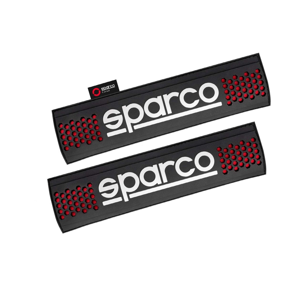 GENERICO - Kit Forro De Timón Sparco + Almohadillas Para Cinturón De Seguridad Con Detalles En Color Rojo