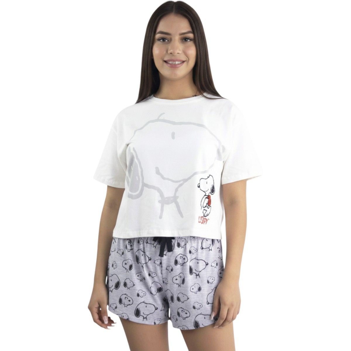 SPECTRUM - Pijama Polo Mc Y Short Snoopy Mujer Marfil Algodòn