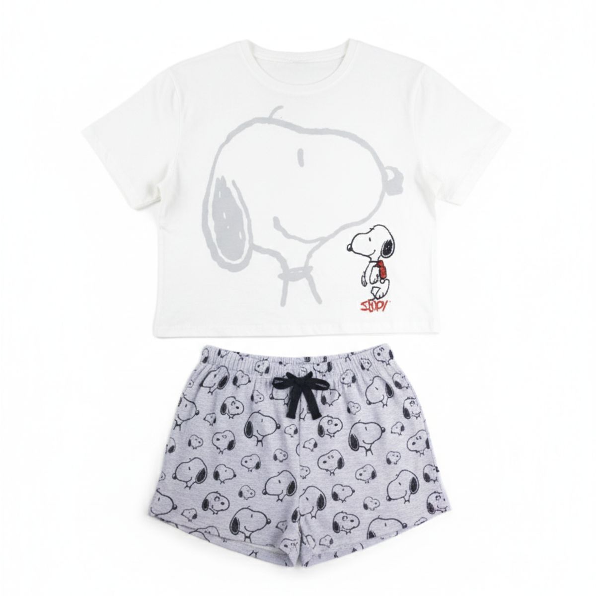 SPECTRUM - Pijama Polo Mc Y Short Snoopy Mujer Marfil Algodòn