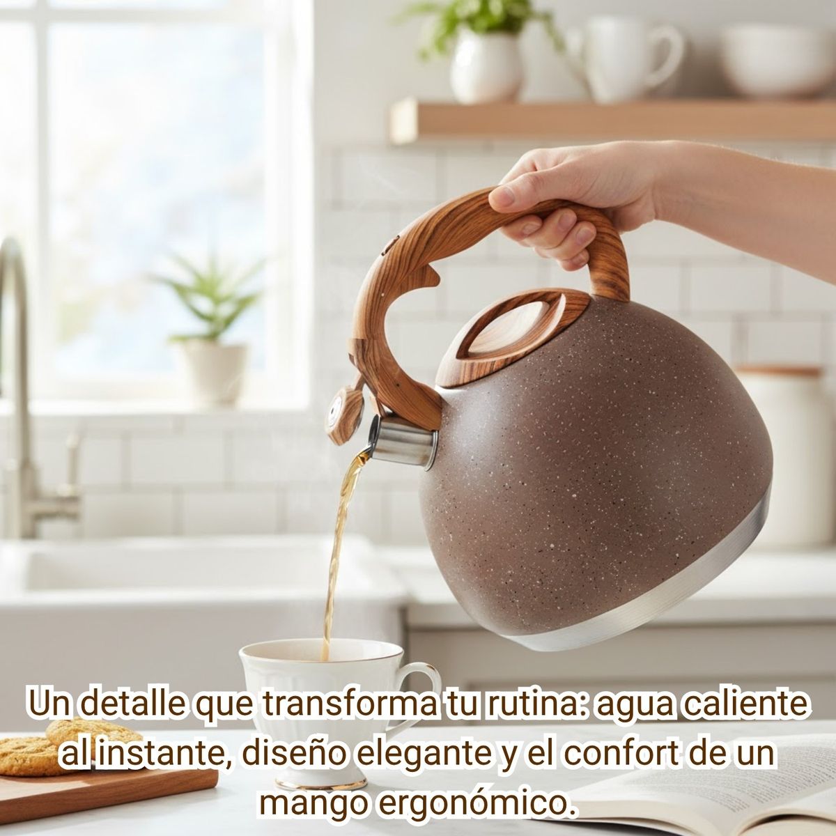 PENTHA - Tetera Inoxidable Acabado Granito Alta Calidad 5L Marrón