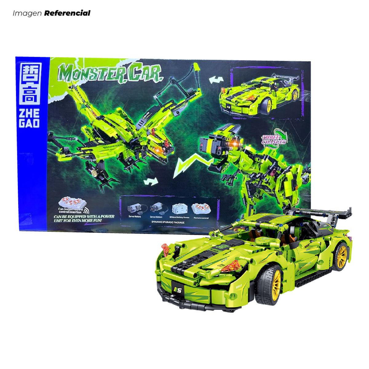 GENERICO - Set de Bloques Tipo Construcción Monster Verde 3 en 1