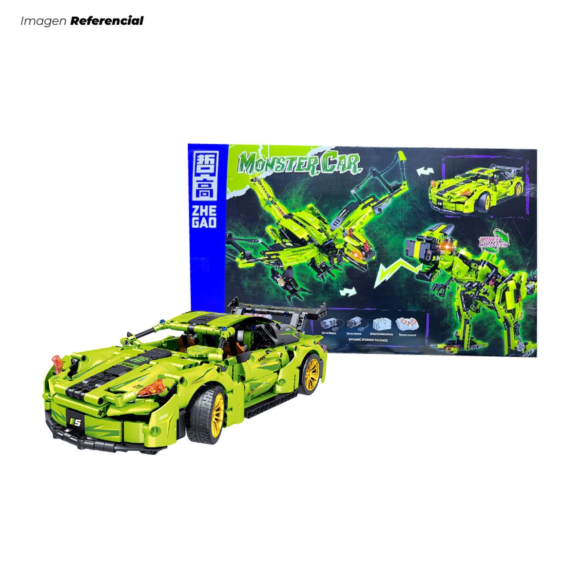 GENERICO - Set de Bloques Tipo Construcción Monster Verde 3 en 1