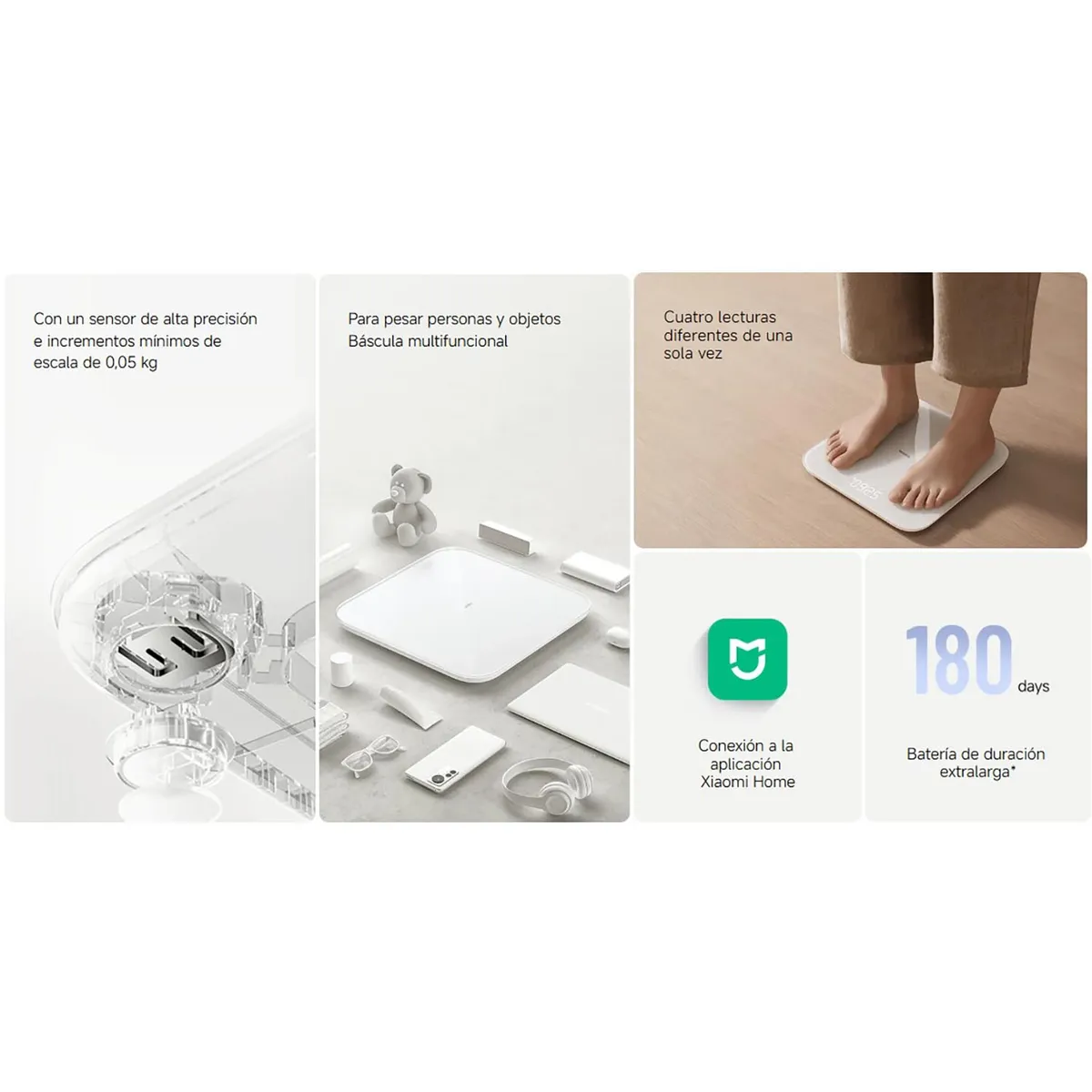 XIAOMI - Balanza Inteligente Xiaomi S200 4 Indicadores Pesaje múltiples Bluetooth Blanco