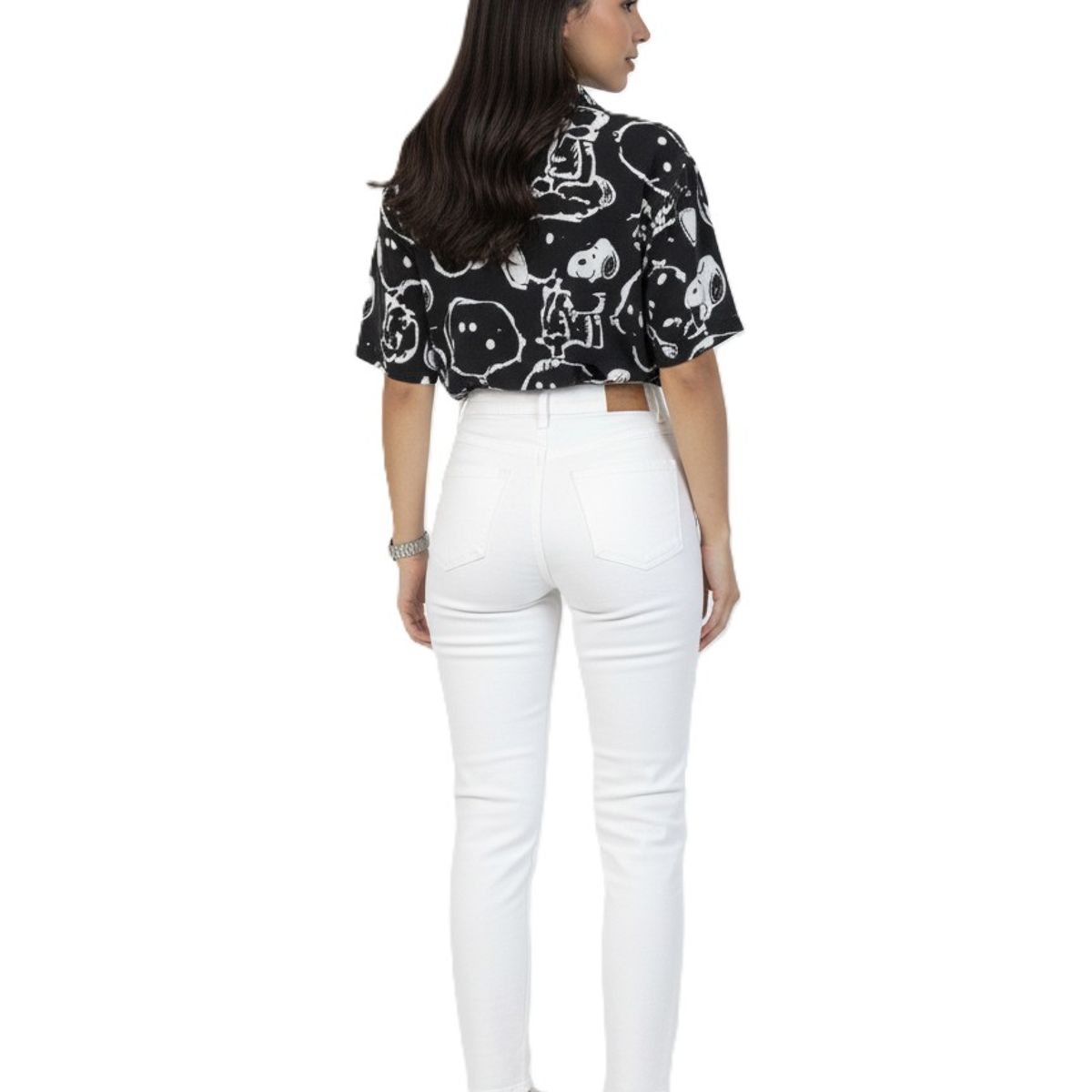 SPECTRUM - Blusa Manga Corta Snoopy Mujer Negro Chalis