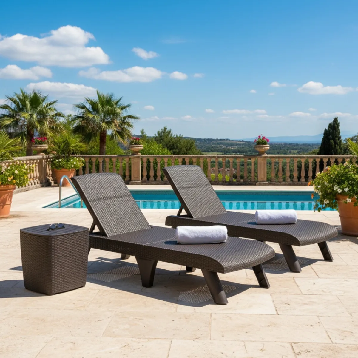 QRUBBER - 2 Tumbonas y Mesa de Centro MQ