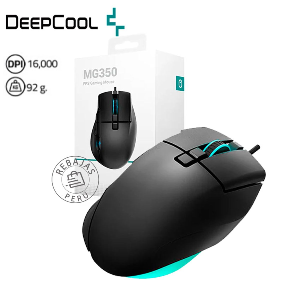 DEEPCOOL - Mouse Gamer DeepCool MG350 16000 DPI RGB Ergonómico 8 Botones