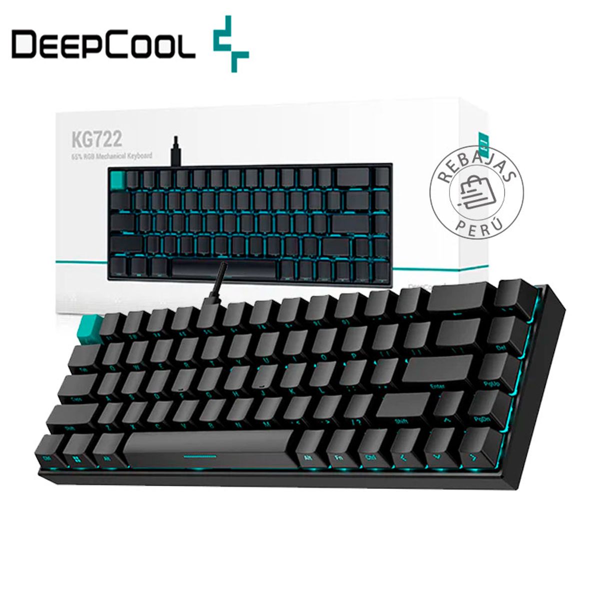 DEEPCOOL - Teclado Mecánico DeepCool KG722 65% RGB Gaming USB Tipo-C 50M Pulsos