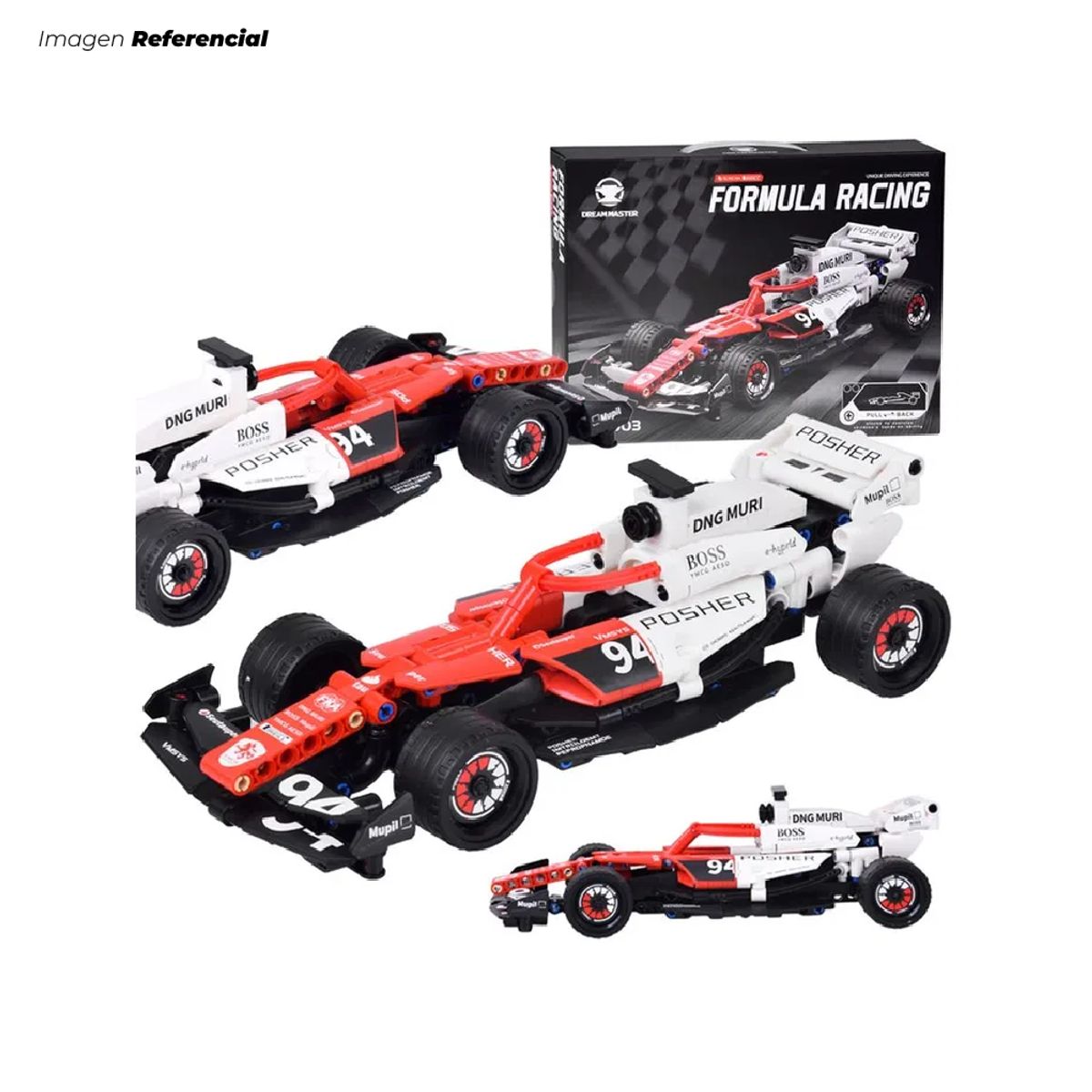 GENERICO - Set de Bloques Formula Tipo Auto de Carrera Deportivo Blanco