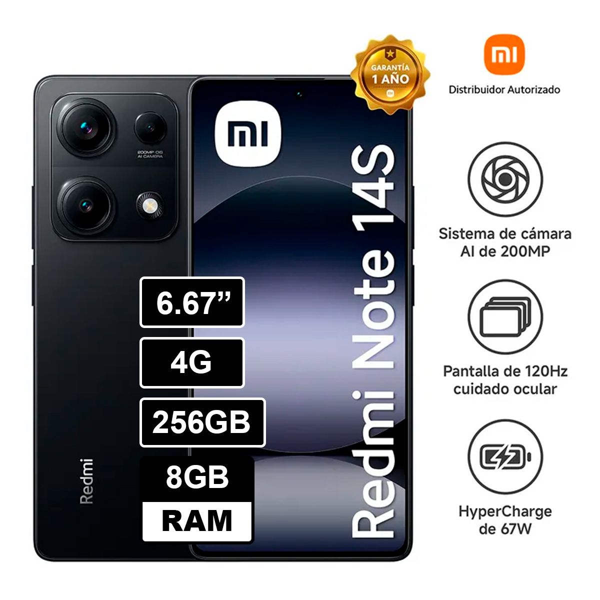 XIAOMI - Xiaomi Redmi Note 14S 8GB 256GB Negro